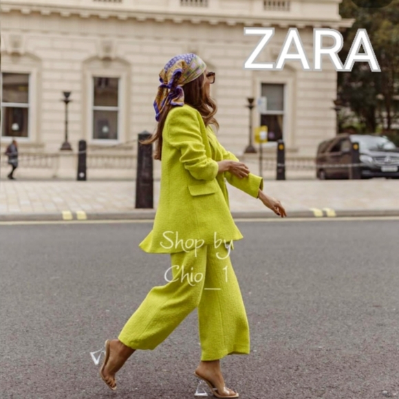 Zara Pants - Zara TEXTURED CULOTTES lime green bloggers Favorite